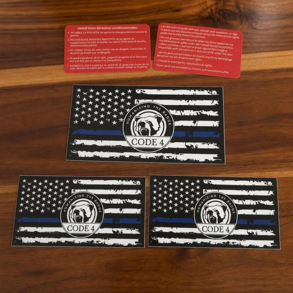 3-Pack Banderas Línea Azul + 1Targeta roja de conoce tus derechos gratis