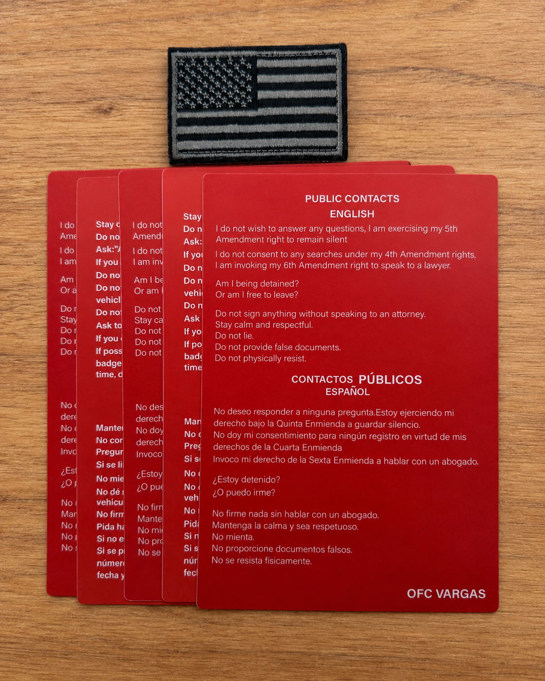 Tarjeta Roja Conoce Tus Derechos 4x6 – Inglés y Español | Código 4