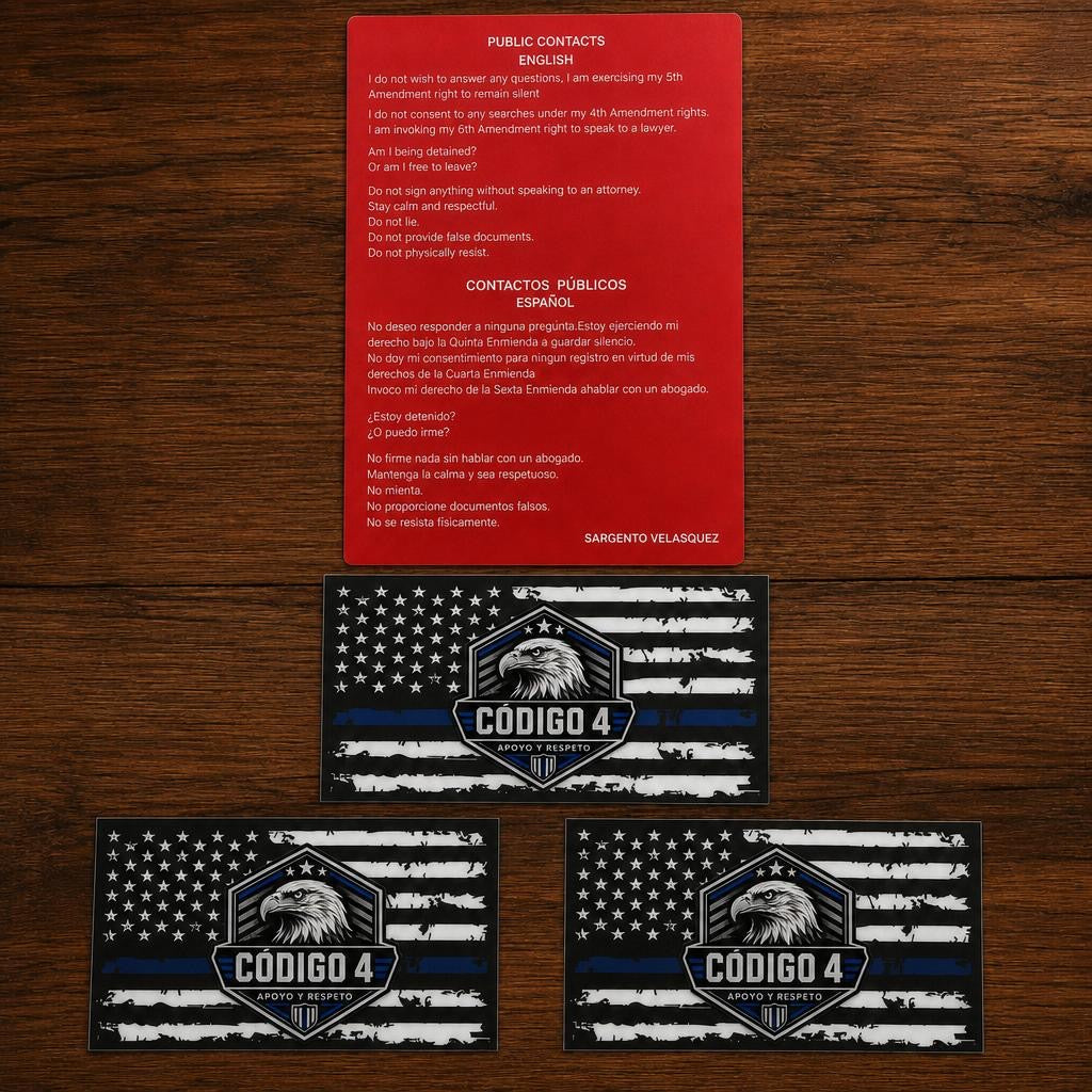 3-Pack Banderas Línea Azul + 1Targeta roja de conoce tus derechos gratis