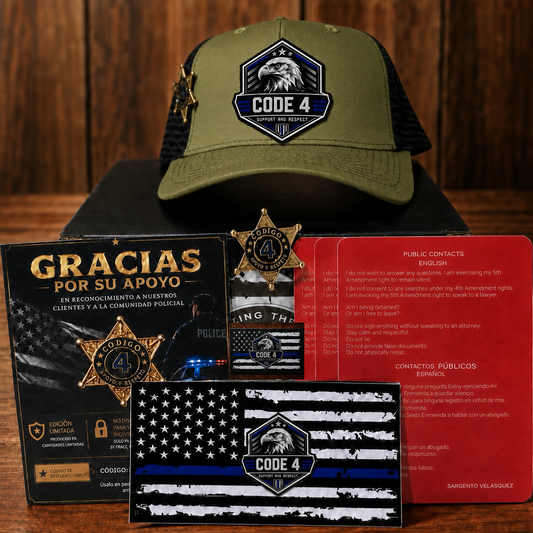Kit Gorra Código 4 Premium Pin + 3 Tarjetas rojas + 2 Stickers color verde militar