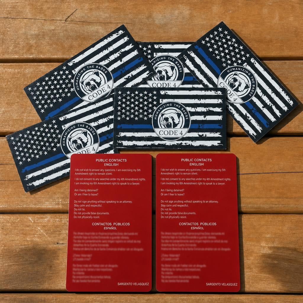 5-Pack Banderas Línea Azul +  2 Targeta rojas  de conoce tus derechos gratis