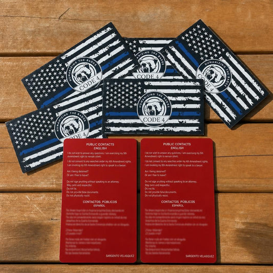 5-Pack Banderas Línea Azul +  2 Targeta rojas  de conoce tus derechos gratis