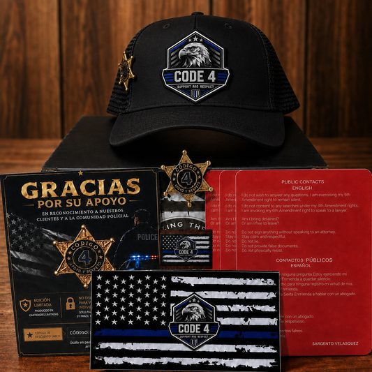 Kit Gorra Código 4 Premium Pin + 3 Tarjetas rojas + 2 Stickers color negra
