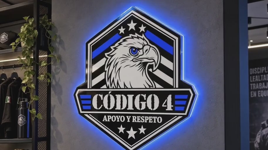 Animación del emblema Código 4, apoyo y respeto